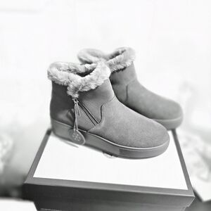 J Slides Gray Fur-Trimmed Winter Boots